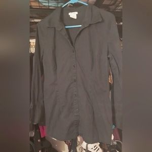 At Last Women's Black Button Down Long Sleeve Top